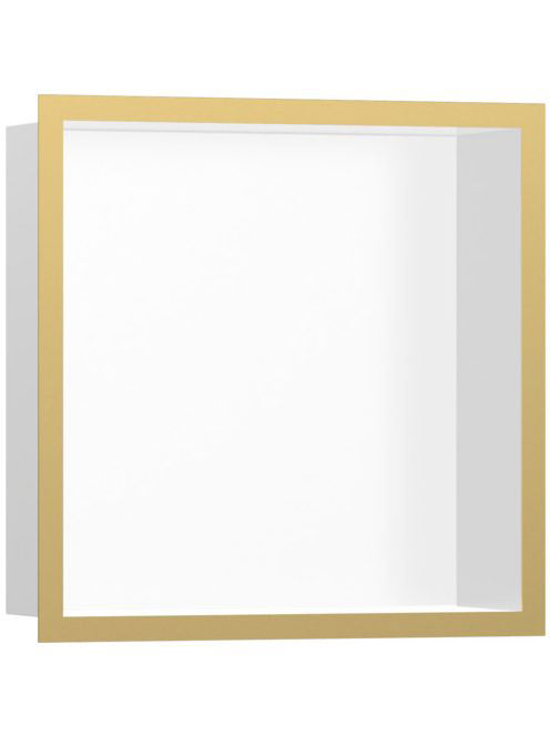 Hansgrohe XtraStoris Individual Falfülke matt fehér színben, design kerettel 30 x 30 x 10 cm polírozott arany hatású 56099990