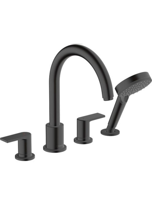 Hansgrohe Vernis Blend 4 lyukú peremre szerelhető kádcsaptelep matt fekete 71456670