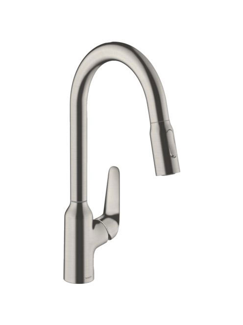 Hansgrohe Focus M42 rozsdamentes acél hatású konyhai csaptelep, kihúzható zuhanyfejjel 71800800
