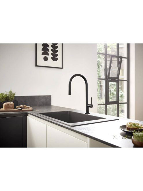 Hansgrohe Talis M54 matt fekete konyhai csaptelep 210, kihúzható zuhanyfejjel 72801670