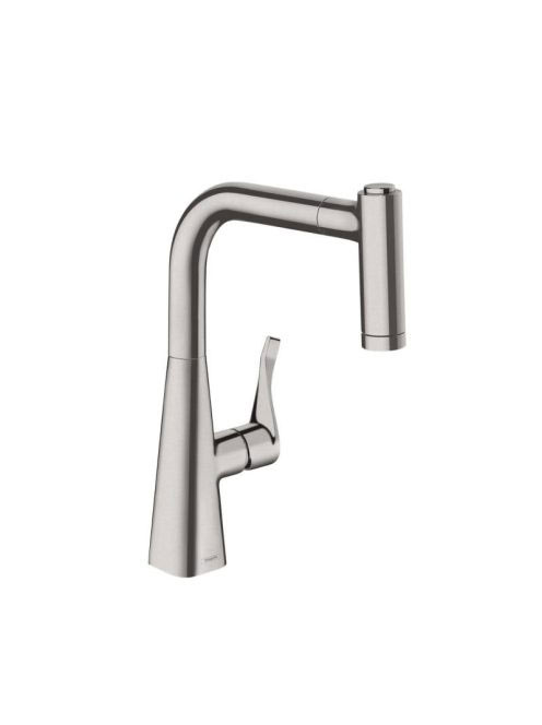 Hansgrohe Metris M71 rozsdamentes acél hatású konyhai csaptelep 220, kihúzható zuhanyfejjel 73800800