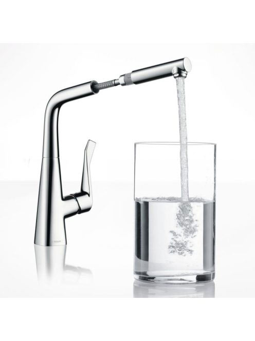 Hansgrohe Metris M71 króm konyhai csaptelep 320, kihúzható kifolyóval 73812000