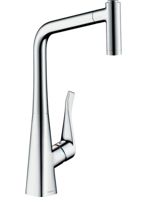 Hansgrohe Metris M71 konyhai csaptelep 320 EcoSmart, sBox-szal és kihúzható kifolyóval króm 73824000