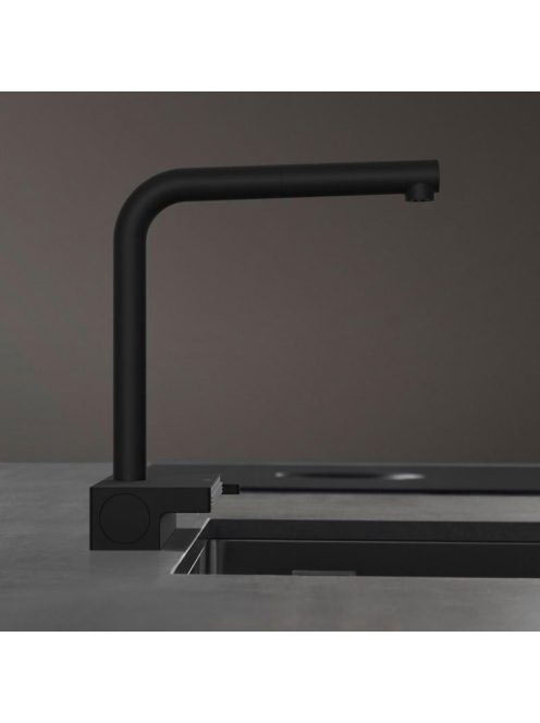Hansgrohe Aquno Select M81 matt fekete konyhai csaptelep kihúzható kifolyóval 73830670
