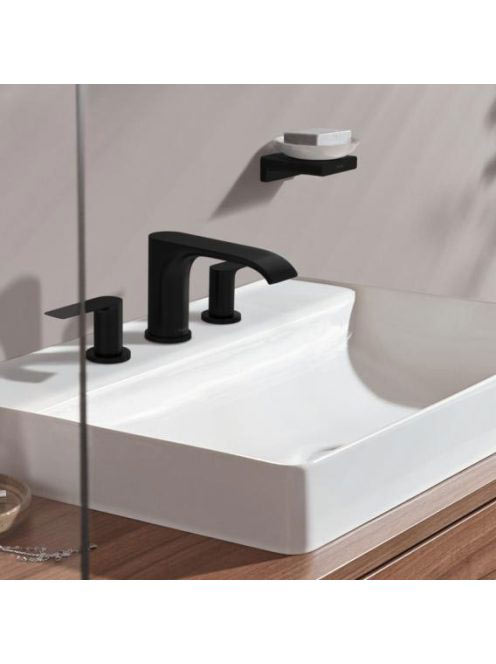 Hansgrohe Vivenis 3 lyukú mosdócsaptelep 90, automata lefolyógarnitúrával, matt fekete 75033670