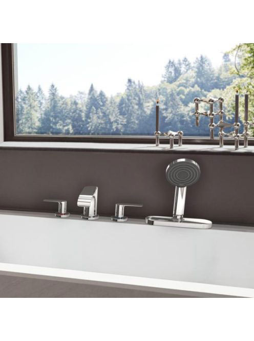 Hansgrohe Vivenis 4 lyukú, peremre szerelhető kádcsaptelep sBox-szal, króm 75444000