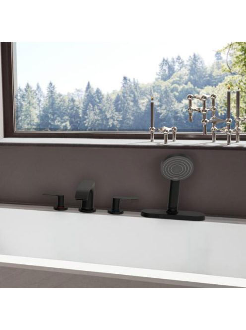 Hansgrohe Vivenis 4 lyukú, peremre szerelhető kádcsaptelep sBox-szal, matt fekete 75444670