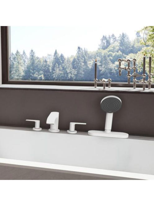 Hansgrohe Vivenis 4 lyukú, peremre szerelhető kádcsaptelep sBox-szal, matt fehér 75444700