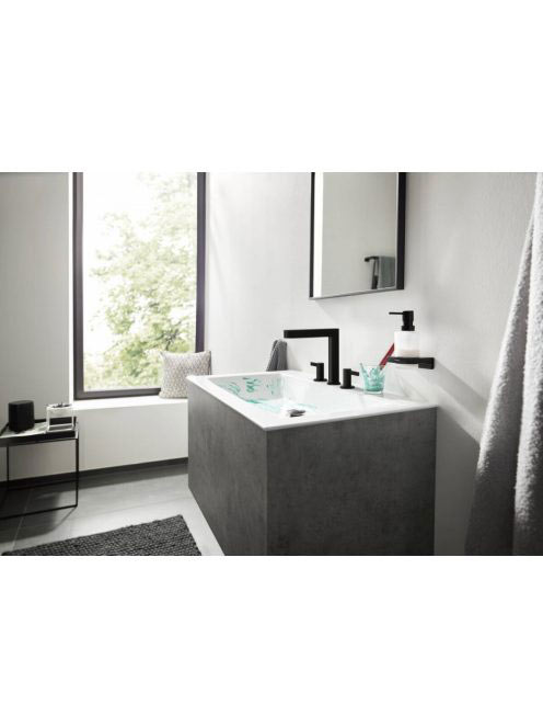 Hansgrohe Finoris 3 lyukú mosdócsaptelep 160, push-open lefolyógarnitúrával, matt fekete 76034670