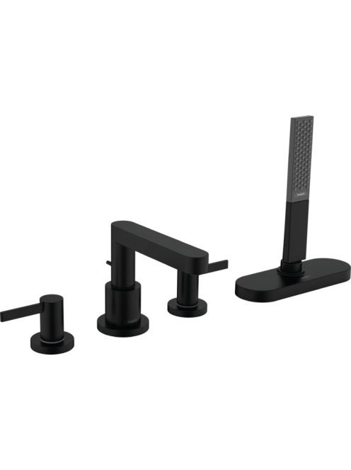 Hansgrohe Finoris peremre szerelhető kádcsaptelep, 4 szerelési lyukkal, sBox-szal matt fekete 76444670