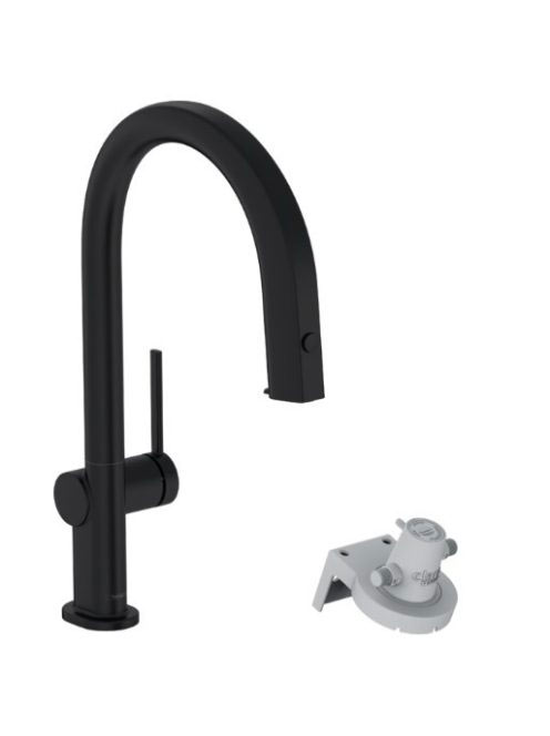 Hansgrohe Aqittura M91 Vízszűrős konyhai csaptelep 210, kihúzható zuhanyfejjel, matt fekete 76803670