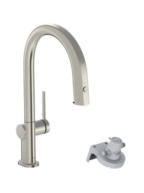 Hansgrohe Aqittura M91 Vízszűrős konyhai csaptelep 210, kihúzható zuhanyfejjel, rozsdamentes acél hatású 76803800
