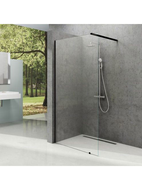 Ravak Walk-In Wall 140 zuhanyfal (fekete-Transparent) GW9WM0
