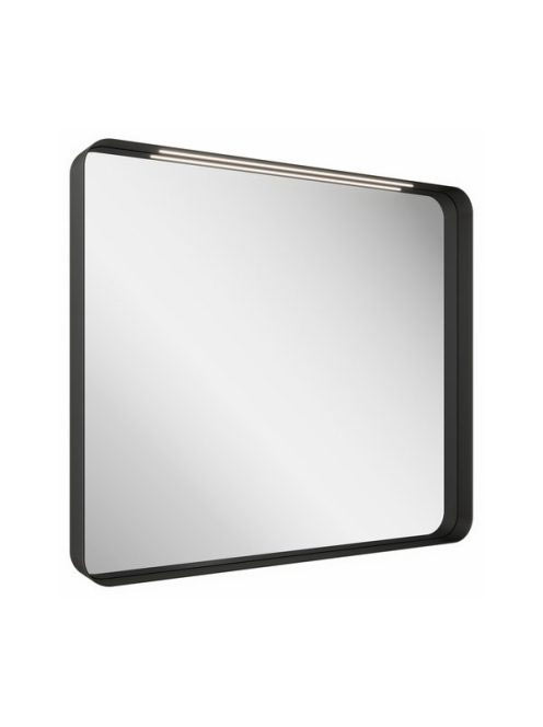 Ravak Strip fekete fürdőszobai tükör 80x70 cm, világítással