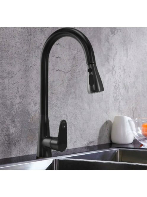 Rea Mild álló konyhai csaptelep kihúzható zuhanyfejjel, matt