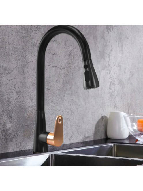 Rea Mild álló konyhai csaptelep kihúzható zuhanyfejjel, matt