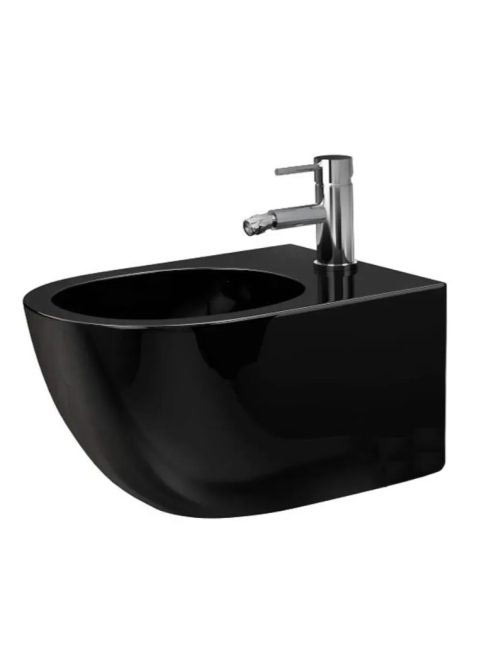 Rea Carlo Mini fali bidé 49x36,5 cm csapfurattal, fényes fek