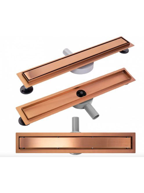 Rea Neo Pure zuhanylefolyó szett 60 cm, szálcsiszolt réz REA