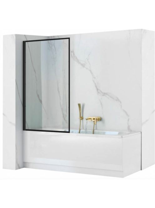 Rea Lagos fix kádparaván 80x140 cm, átlátszó üveggel és feke