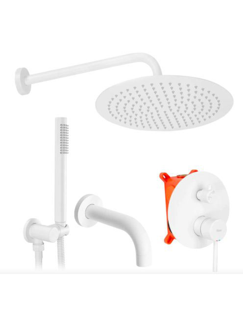 Rea Lungo rejtett zuhanyrendszer kádkifolyóval és boxal, feh