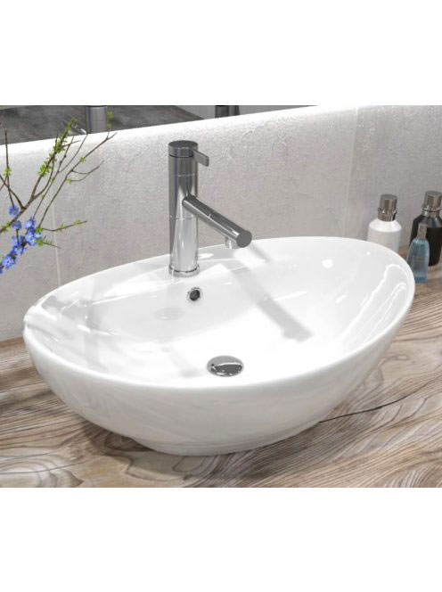 Rea Cindy pultra ültethető kerámia mosdótál 58,5x39 cm, fehé