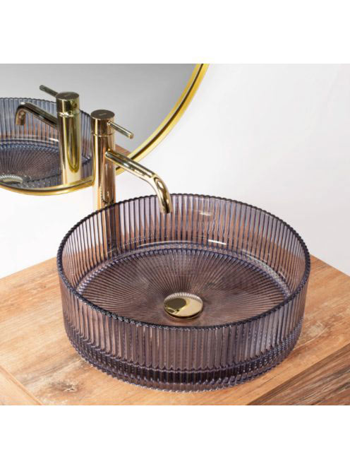 Rea Ingrid pultra tehető átlátszó üveg mosdótál 40x40 cm, sz