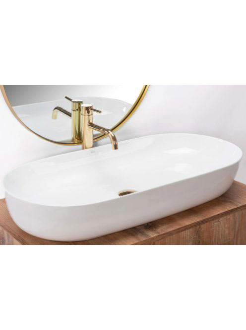 Rea Cleo pultra tehető kerámia mosdótál 81x41 cm, fehér REA-