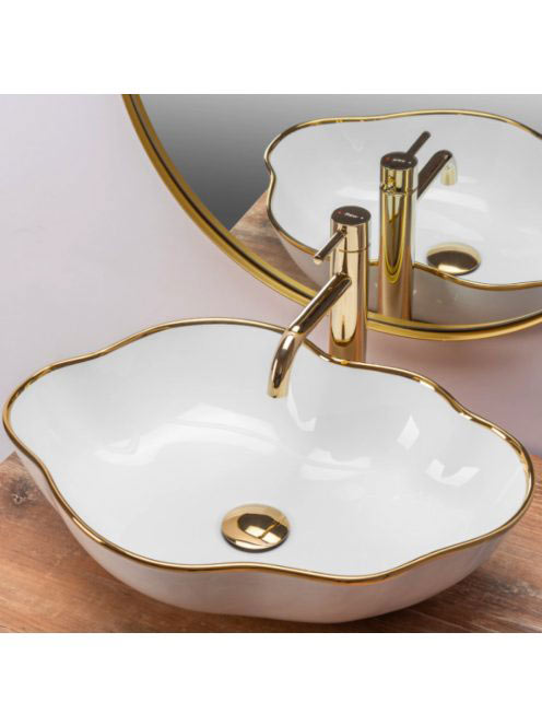 Rea Pearl pultra ültethető kerámia mosdótál 51,5x37,5 cm, fe