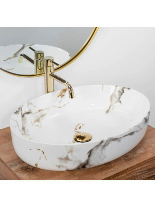 Rea Queen Carrara pultra tehető kerámia mosdótál 55x41,5 cm,