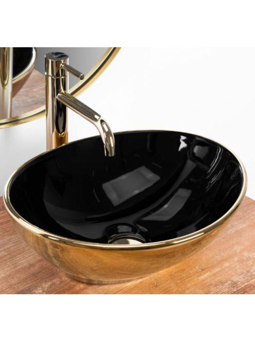 Rea Sofia pultra tehető kerámia mosdótál 41x34,5 cm, fekete