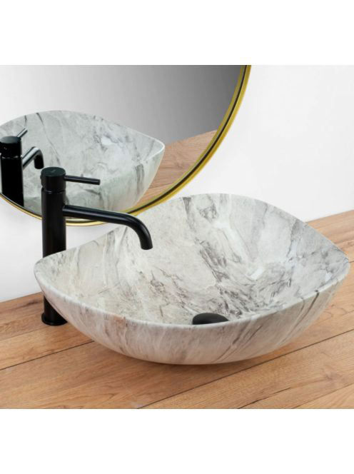 Rea Dora pultra tehető kerámia mosdótál 51,5x40 cm, szürke k