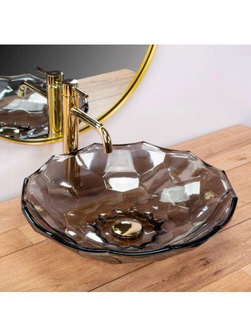 Rea Arctic pultra tehető átlátszó üveg mosdótál 45x45 cm, fe