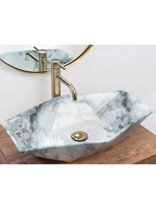 Rea Vegas pultra tehető kerámia mosdó 57x37 cm, gránit REA-U