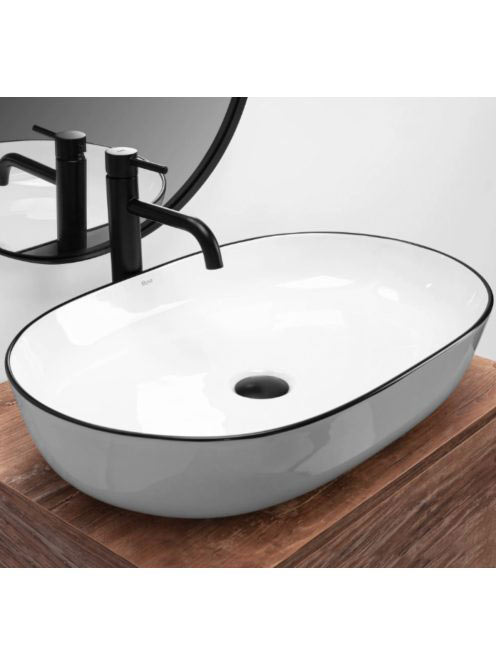 Rea Cleo pultra tehető kerámia mosdótál 60,5x41 cm, fehér/fe