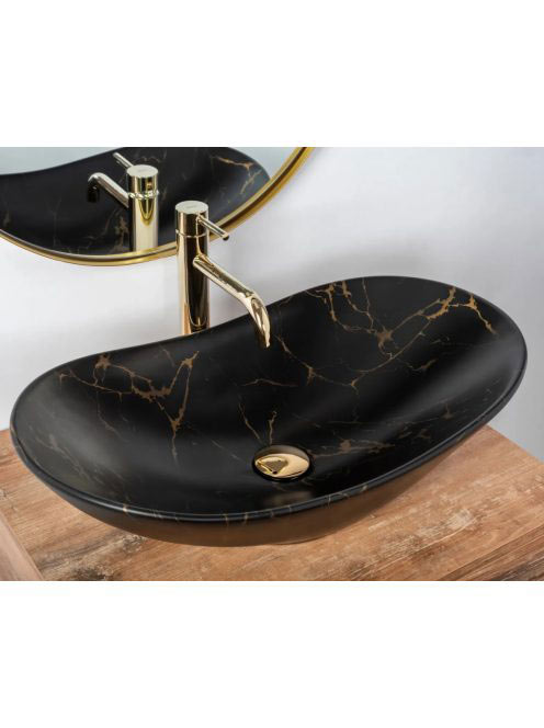 Rea Royal pultra tehető kerámia mosdótál 60,5x36 cm, kőmintá