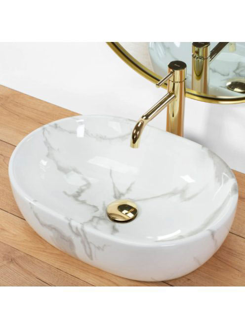 Rea Amelia Marmo pultra tehető kerámia mosdótál 48x34,5 cm,