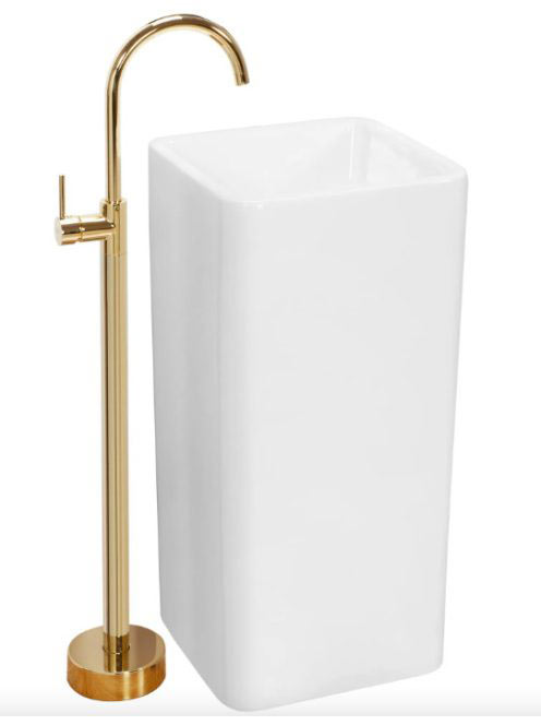 Rea Holly szabadon álló kerámia mosdó 85 cm, túlfolyó és csa