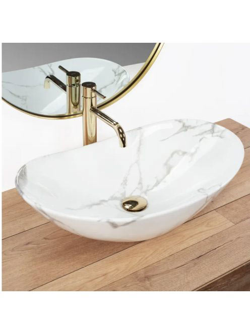 Rea Royal pultra tehető kerámia mosdótál 60,5x35 cm, fényes