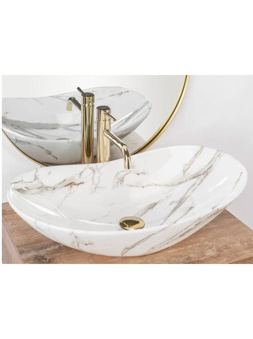 Rea Royal Lava pultra tehető kerámia mosdótál 60,5x35 cm, kő