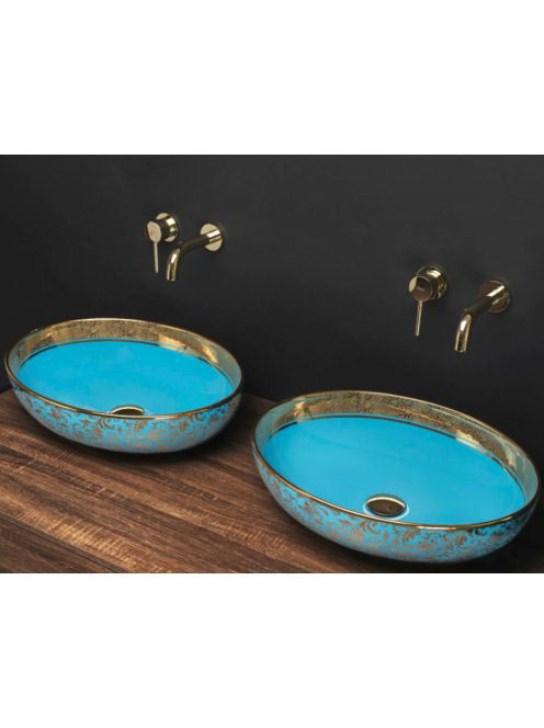 Rea Margot pultra ültethető kerámia mosdótál 52x40 cm, azúrk