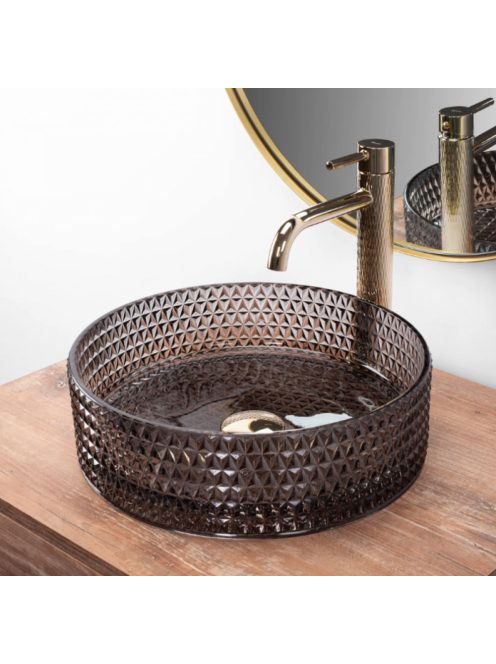 Rea Cristal pultra ültethető üveg mosdótál 35,5x35,5 cm, fek