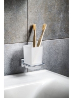 Aqualine Apollo pohártartó, tejüveg/króm 1416-04 - Fürdőszob