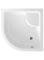 Aqualine mély íves zuhanytálca túlfolyóval 90x90x28 cm, fehé