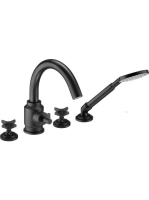 Deante Temisto 4-lyukú kádtöltő csaptelep zuhanyszettel, fek