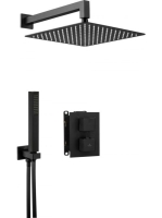 Deante Box Nero szögletes, termosztátos készlet, falsík alat