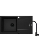 Deante Evora gránit fekete 78x44 cm mosogató csepegtetővel é