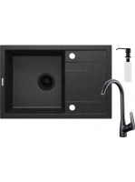 Deante Corio gránit grafit mosogatótálca 67x44 cm, csaptelep