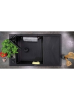 Deante Magnetic matt fekete gránit mosogatótálca 82x50 cm, a