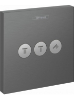 Hansgrohe ShowerSelect elzáró- és váltószelep falsík alatti szereléshez 3 fogyasztóhoz, szálcsiszolt fekete króm 15764340