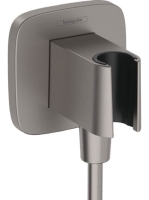 Hansgrohe FixFit Q zuhanytartó fali csatlakozóval, szálcsiszolt fekete króm 26887340